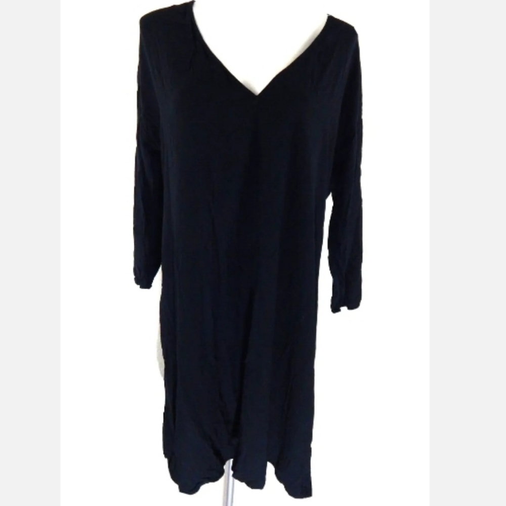 James Perse Black V-Neck Tunic Dress